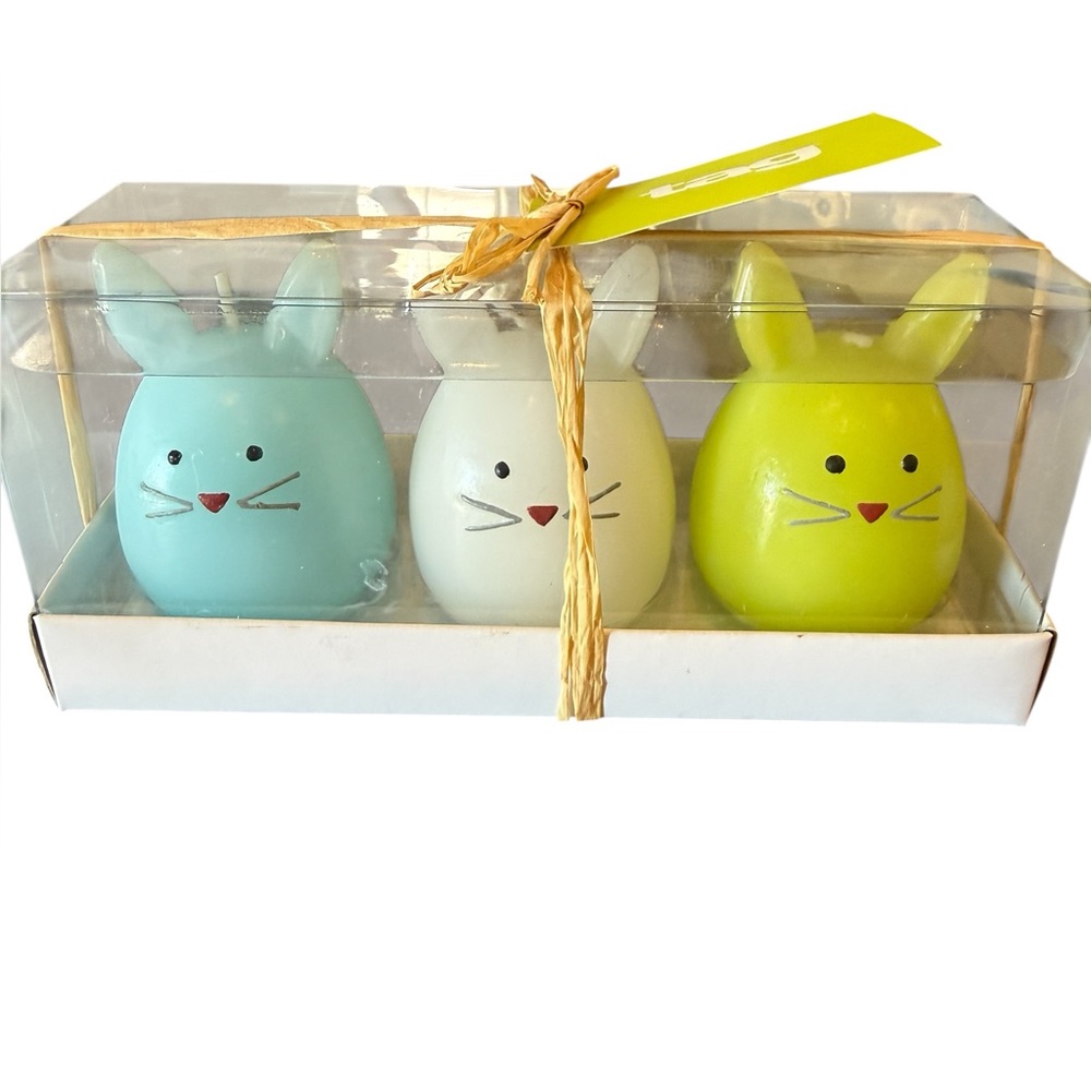 NIB TAG Easter Bunny Candle Set Blue, White & Green 2013